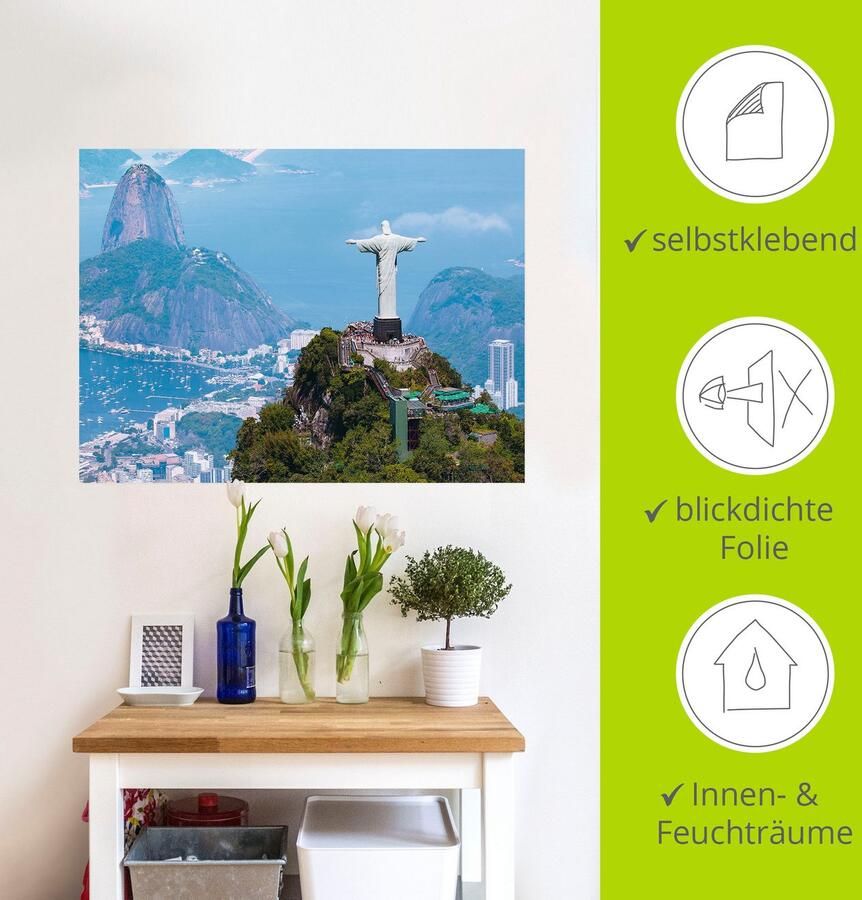 Artland Artprint Rio de Janeiro met Christus als artprint van aluminium artprint op linnen muursticker verschillende maten - Foto 4
