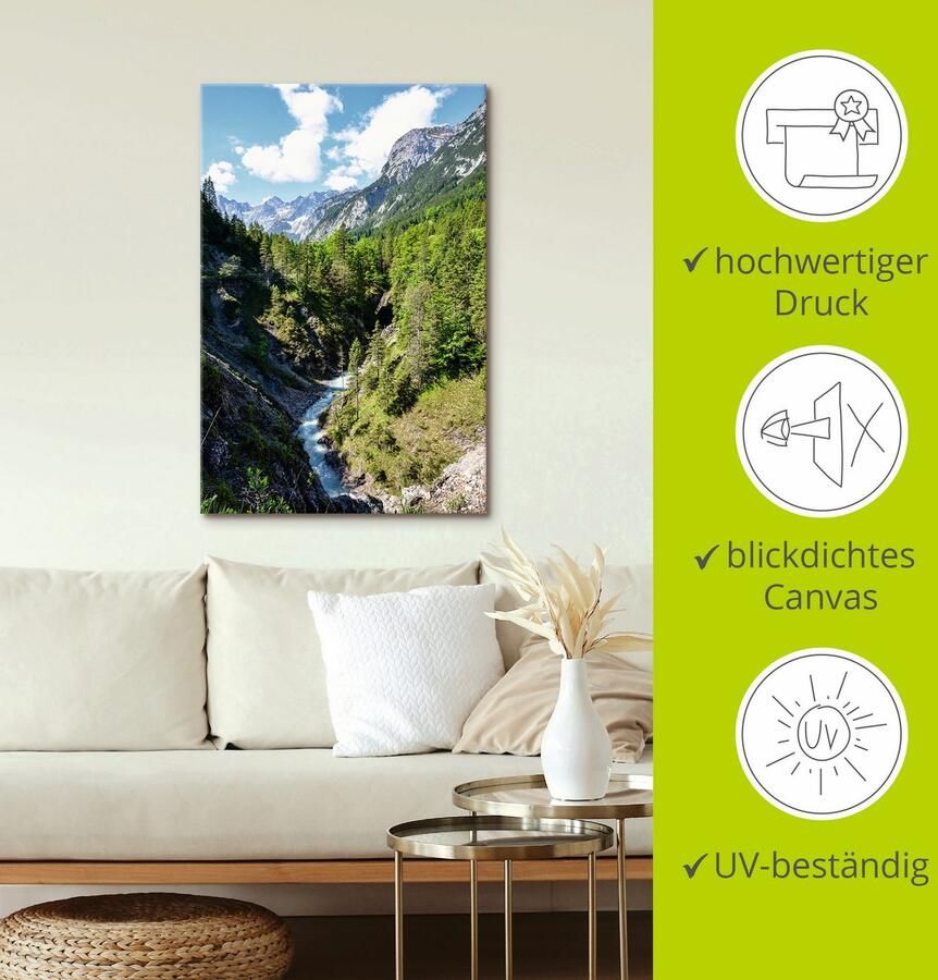 Artland Artprint op linnen Rivier kronkelt zich door dal - Foto 3
