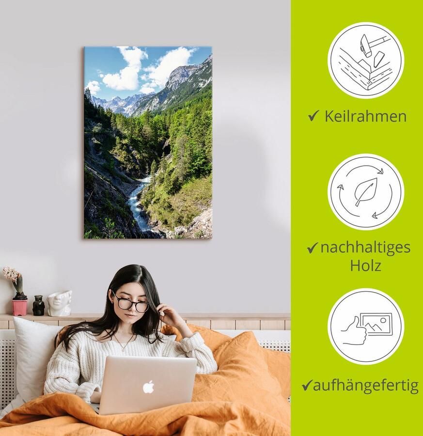 Artland Artprint op linnen Rivier kronkelt zich door dal - Foto 2