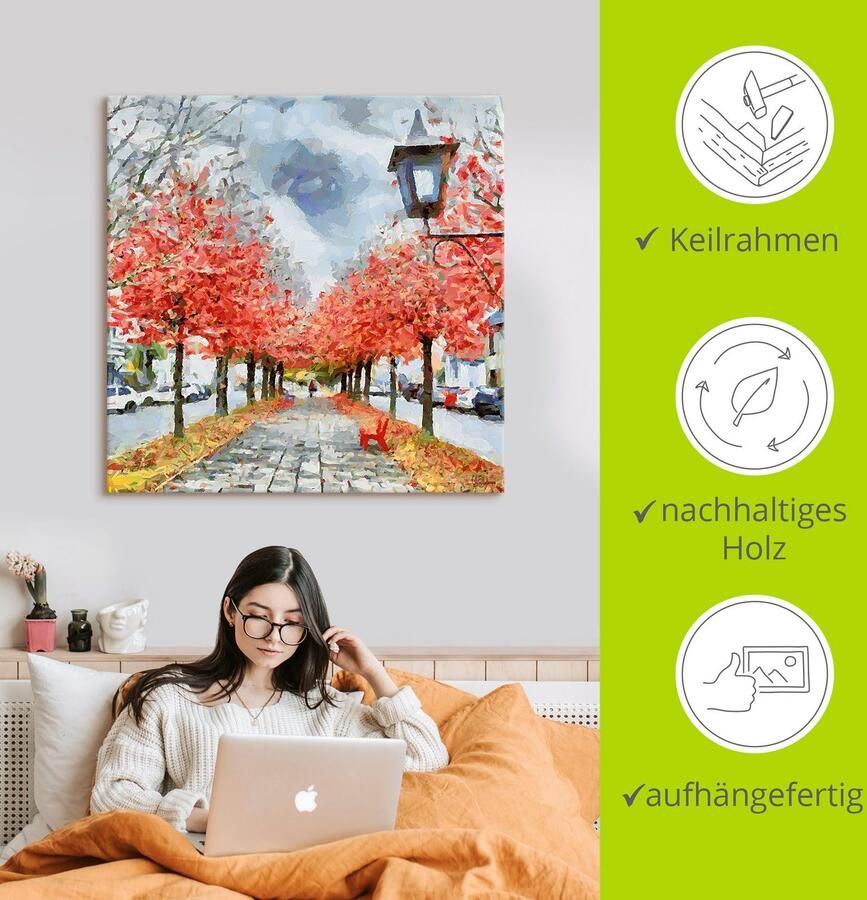 Artland Artprint Rode bank als artprint op linnen poster in verschillende formaten maten - Foto 4