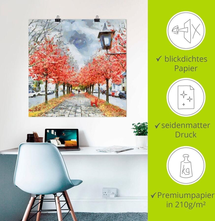 Artland Artprint Rode bank als artprint op linnen poster in verschillende formaten maten - Foto 2