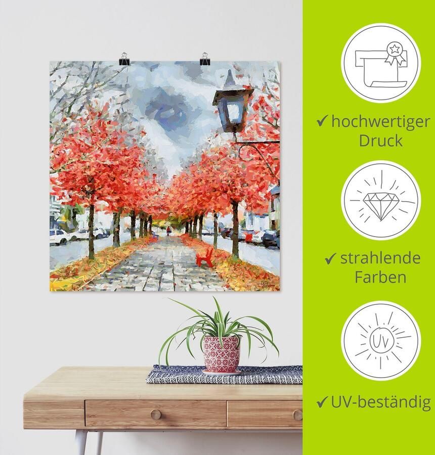Artland Artprint Rode bank als artprint op linnen poster in verschillende formaten maten - Foto 3
