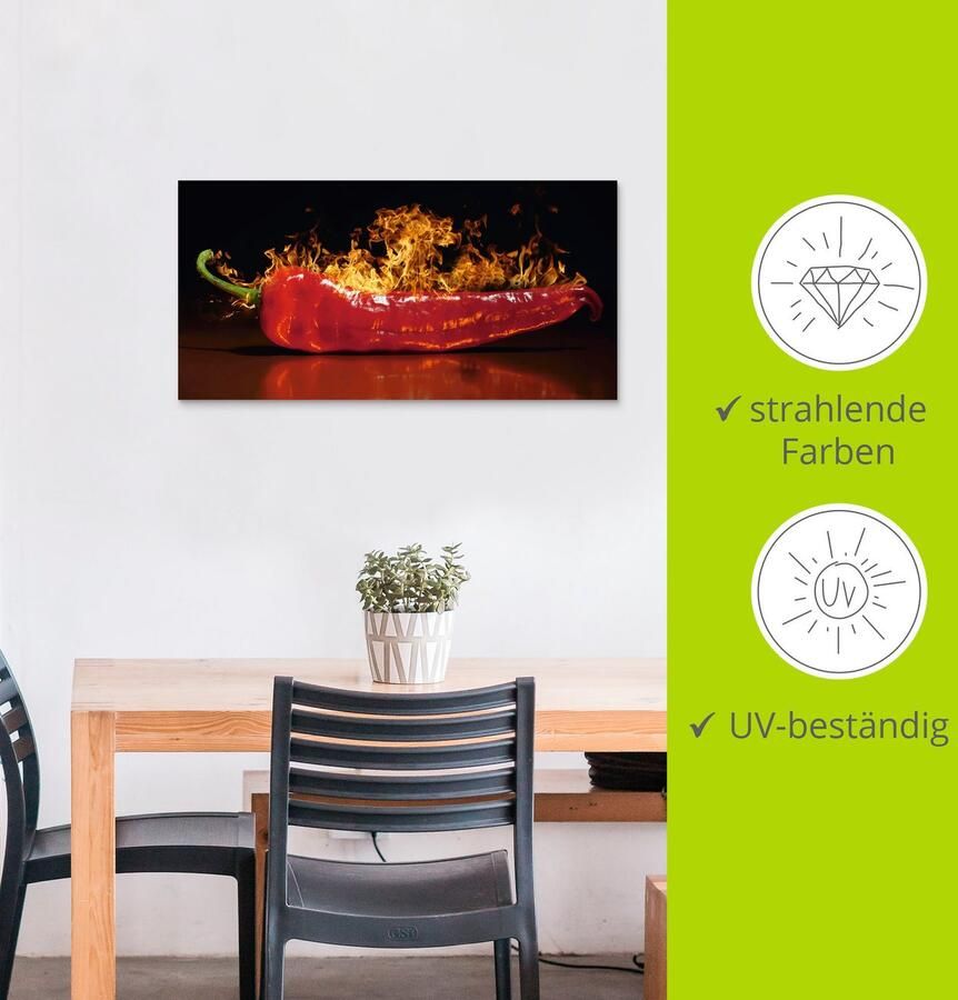 Artland Artprint Rode hete chilipeper als artprint van aluminium artprint voor buiten artprint op linnen poster muursticker - Foto 3