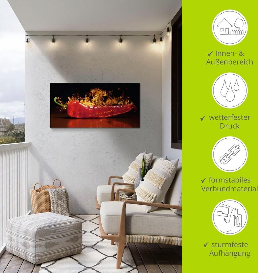 Artland Artprint Rode hete chilipeper als artprint van aluminium artprint voor buiten artprint op linnen poster muursticker - Foto 4