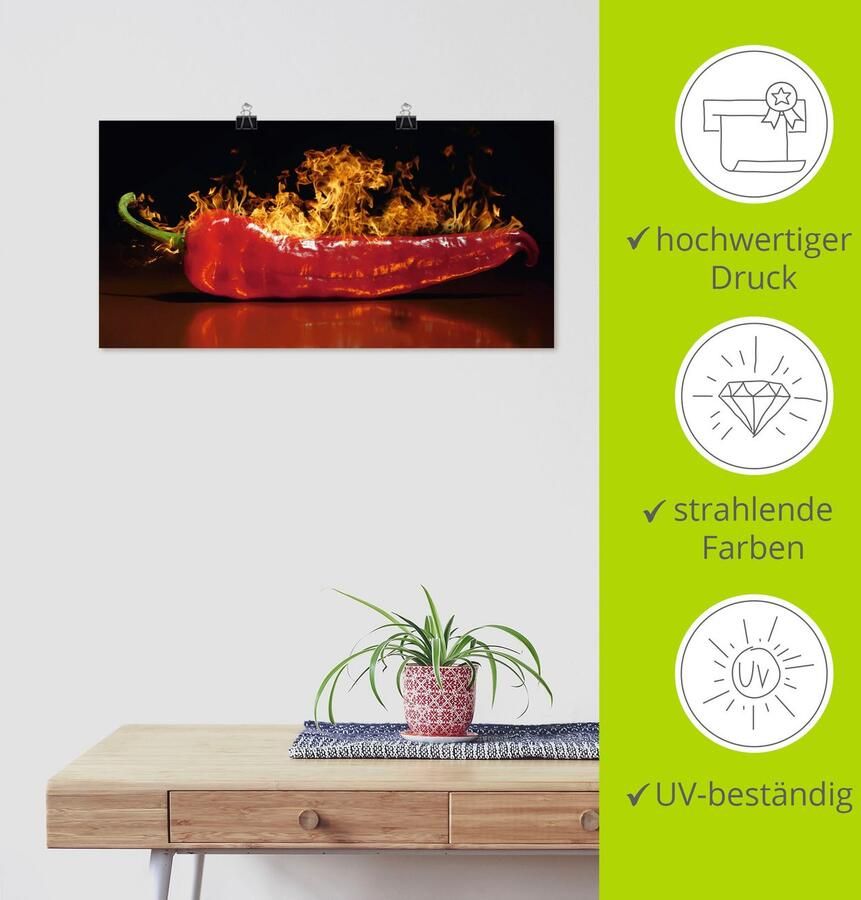 Artland Artprint Rode hete chilipeper als artprint van aluminium artprint voor buiten artprint op linnen poster muursticker - Foto 3