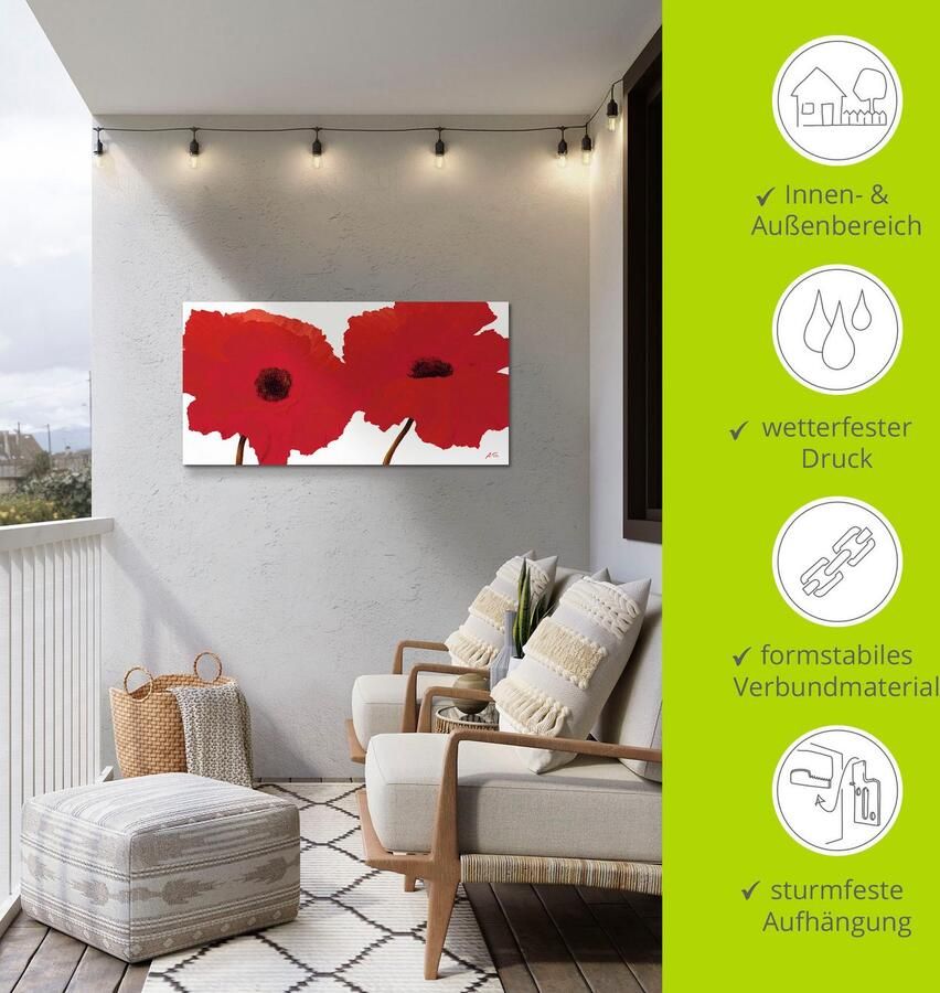 Artland Artprint Rode klaproos II als artprint van aluminium artprint voor buiten artprint op linnen in verschillende maten - Foto 4
