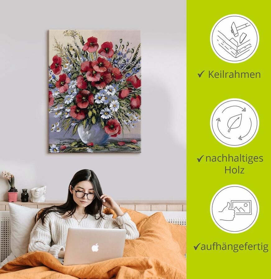 Artland Artprint Rode klaprozen als artprint op linnen poster muursticker in verschillende maten - Foto 2