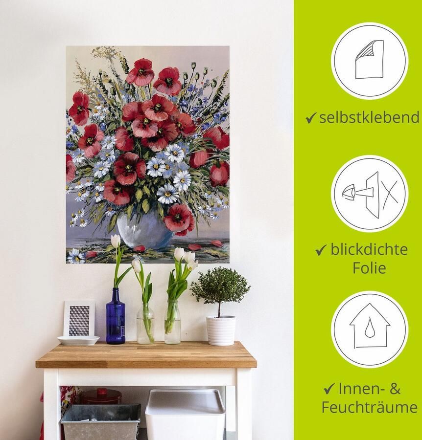 Artland Artprint Rode klaprozen als artprint op linnen poster muursticker in verschillende maten - Foto 3