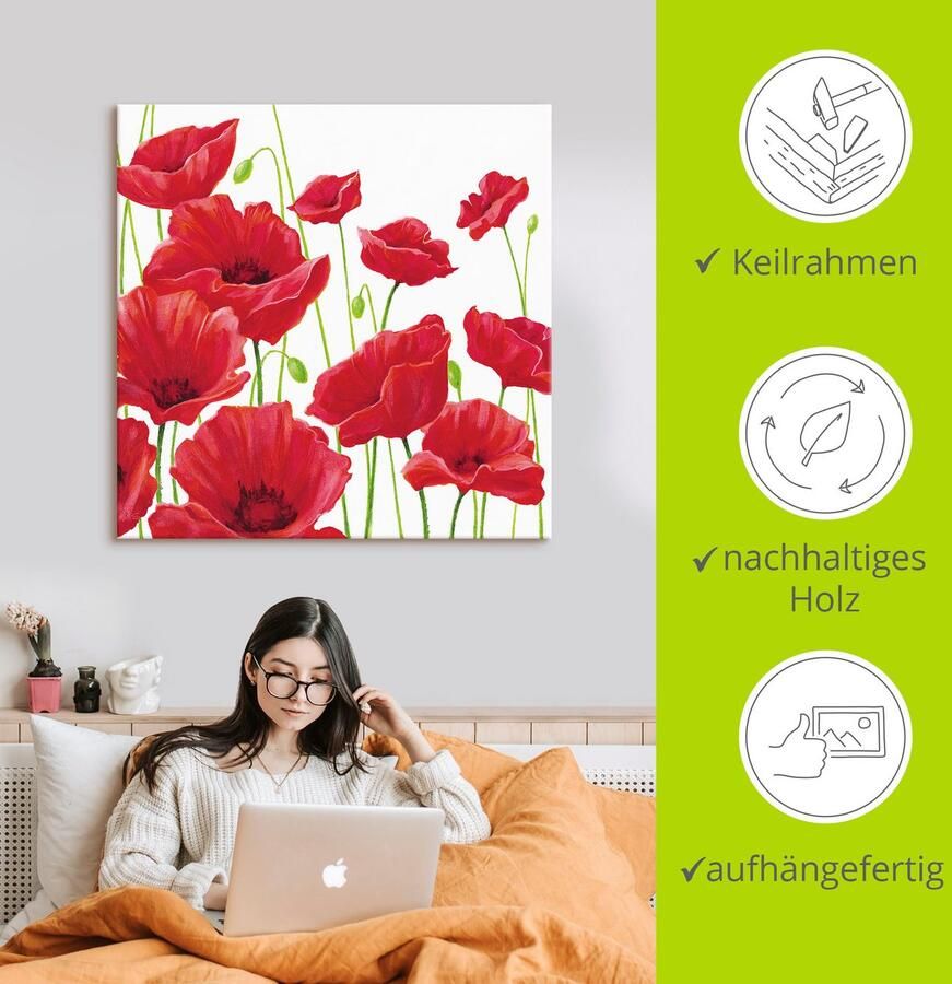 Artland Artprint Rode klaprozen I als artprint van aluminium artprint voor buiten artprint op linnen poster muursticker - Foto 3