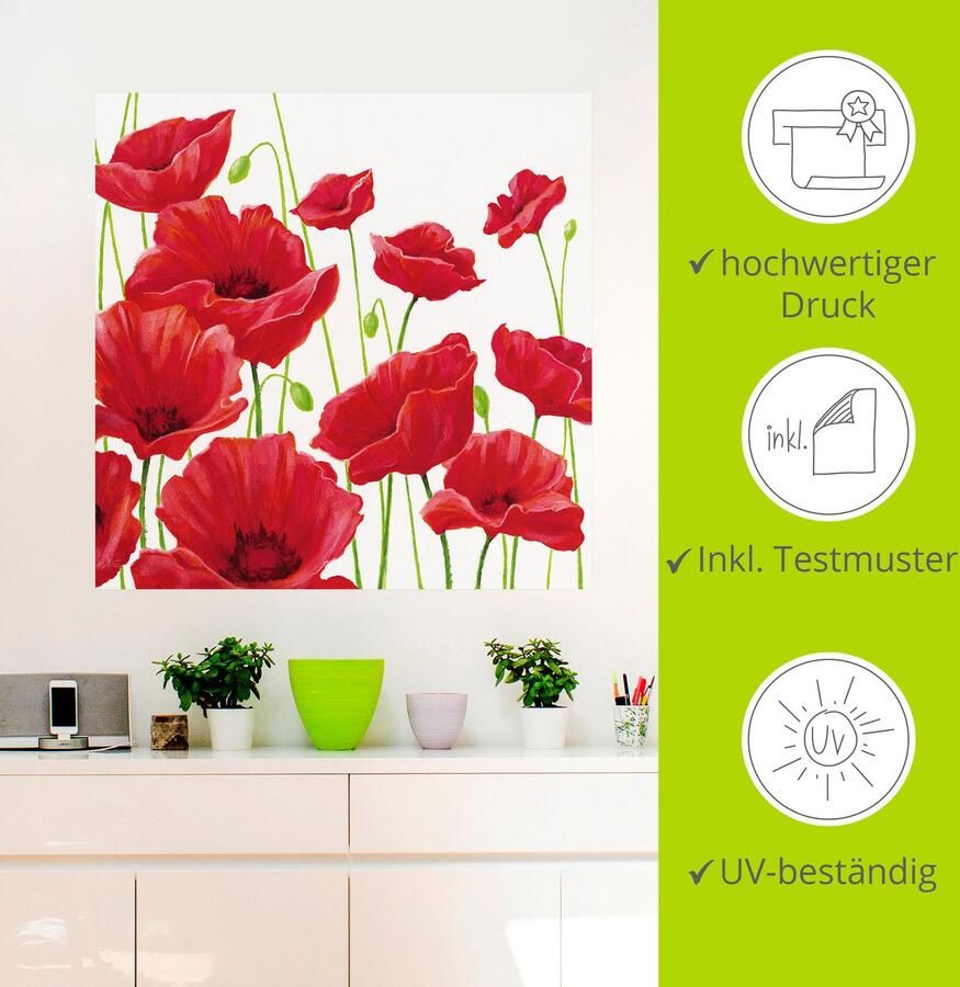 Artland Artprint Rode klaprozen I als artprint van aluminium artprint voor buiten artprint op linnen poster muursticker - Foto 3