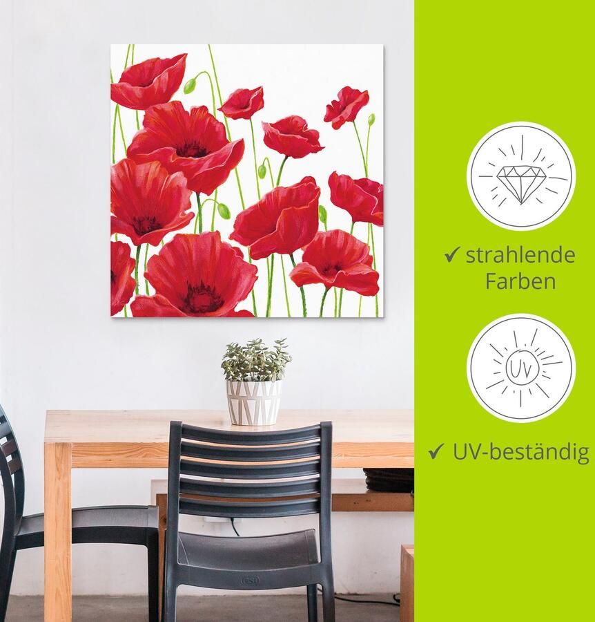 Artland Artprint Rode klaprozen I als artprint van aluminium artprint voor buiten artprint op linnen poster muursticker - Foto 3