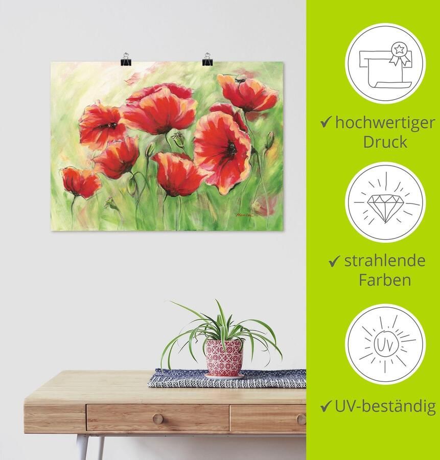 Artland Artprint Rode klaprozen II als artprint op linnen poster in verschillende formaten maten - Foto 3