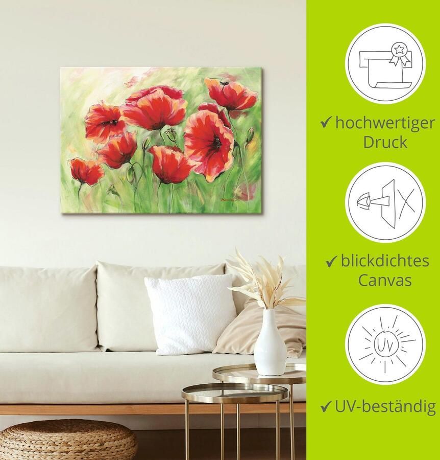 Artland Artprint Rode klaprozen II als artprint op linnen poster in verschillende formaten maten - Foto 4