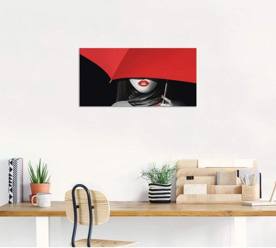 Artland Artprint Rode lippen onder de paraplu als artprint van aluminium artprint voor buiten poster muursticker in diverse maten formaten - Foto 4