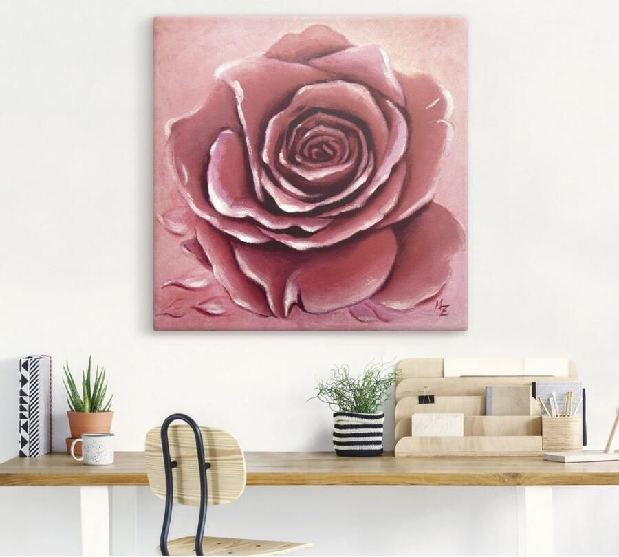 Artland Artprint Rode roos met de hand geschilderd als artprint van aluminium artprint op linnen muursticker verschillende maten - Foto 5