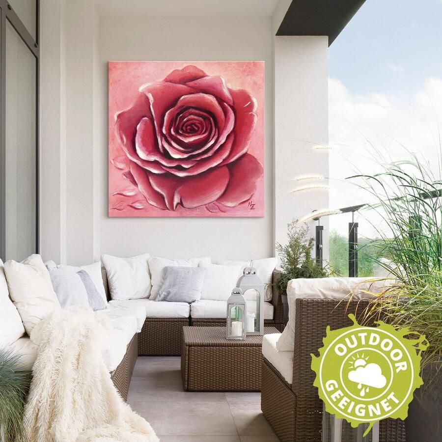 Artland Artprint Rode roos met de hand geschilderd als artprint van aluminium artprint op linnen muursticker verschillende maten - Foto 2