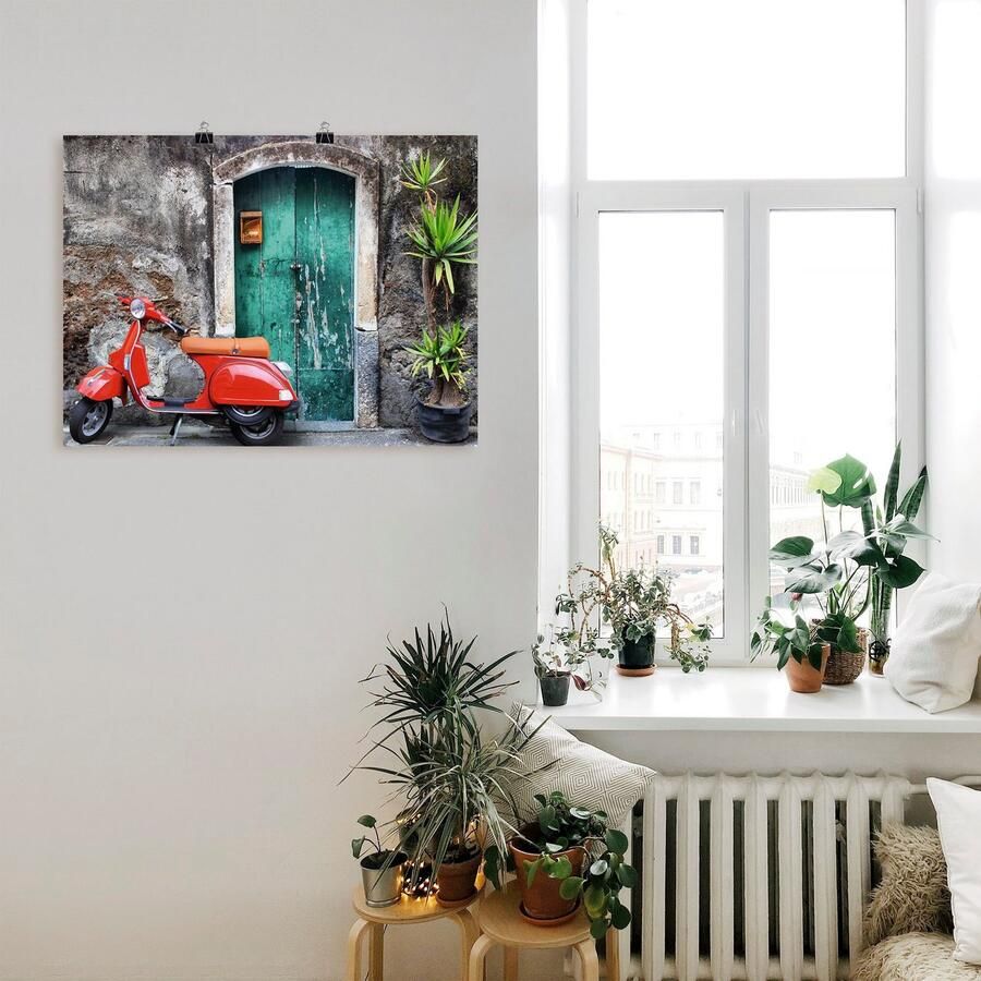 Artland Artprint Rode scooter als artprint van aluminium artprint voor buiten artprint op linnen poster in verschillende maten. maten - Foto 2