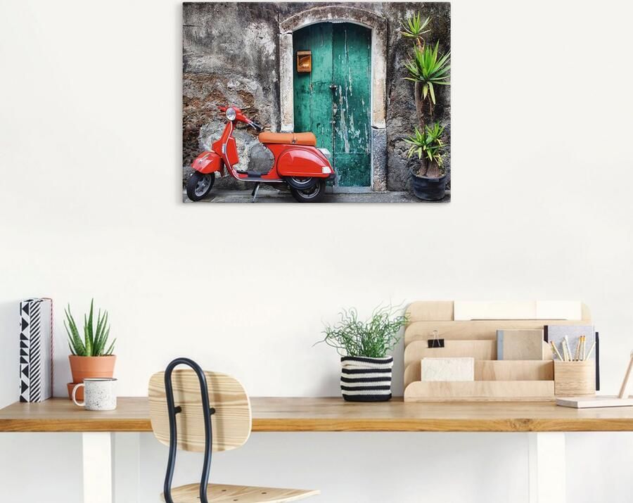 Artland Artprint Rode scooter als artprint van aluminium artprint voor buiten artprint op linnen poster in verschillende maten. maten - Foto 6