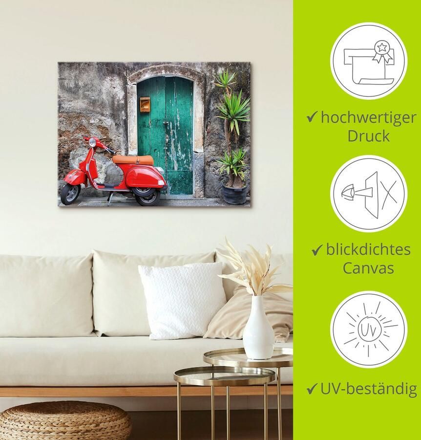 Artland Artprint Rode scooter als artprint van aluminium artprint voor buiten artprint op linnen poster in verschillende maten. maten - Foto 3