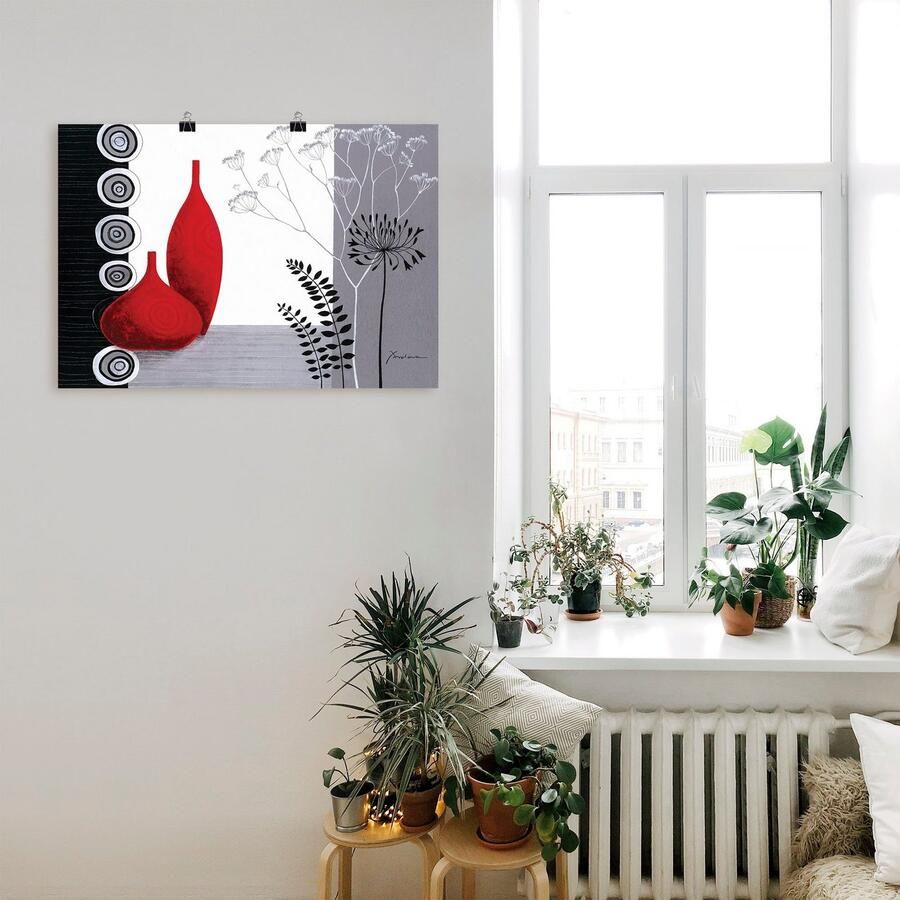 Artland Artprint Rode vazen als artprint op linnen poster in verschillende formaten maten