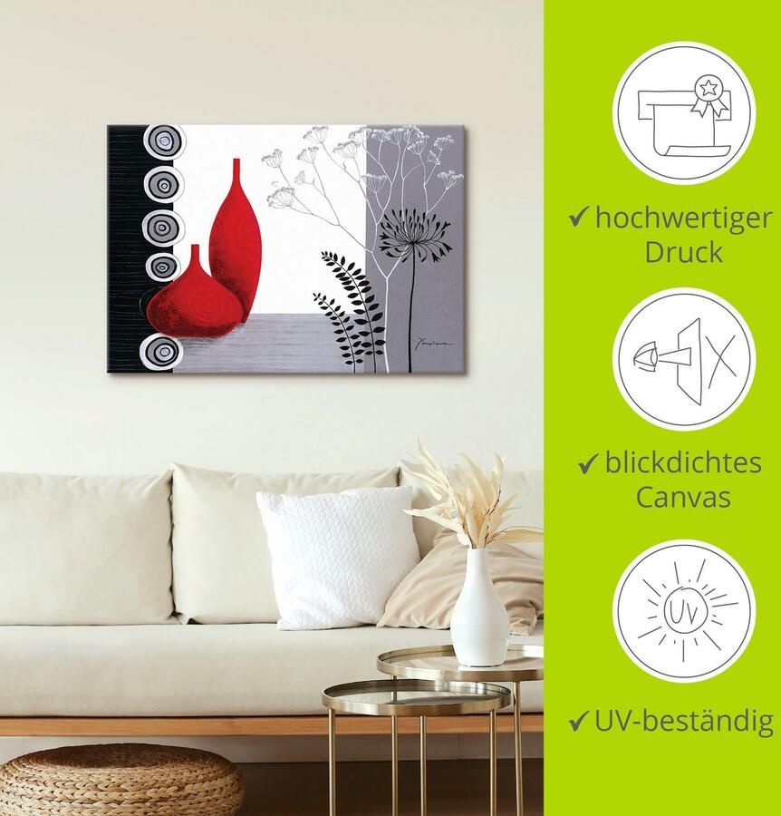 Artland Artprint Rode vazen als artprint op linnen poster in verschillende formaten maten - Foto 3