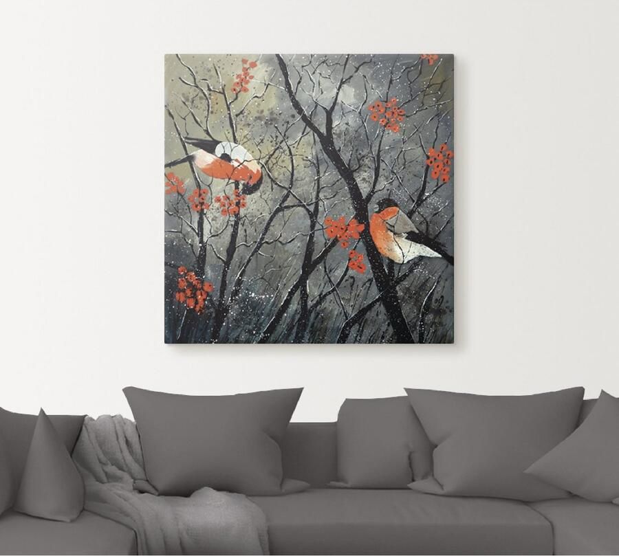 Artland Artprint op linnen Rode vogels in de winter - Foto 5