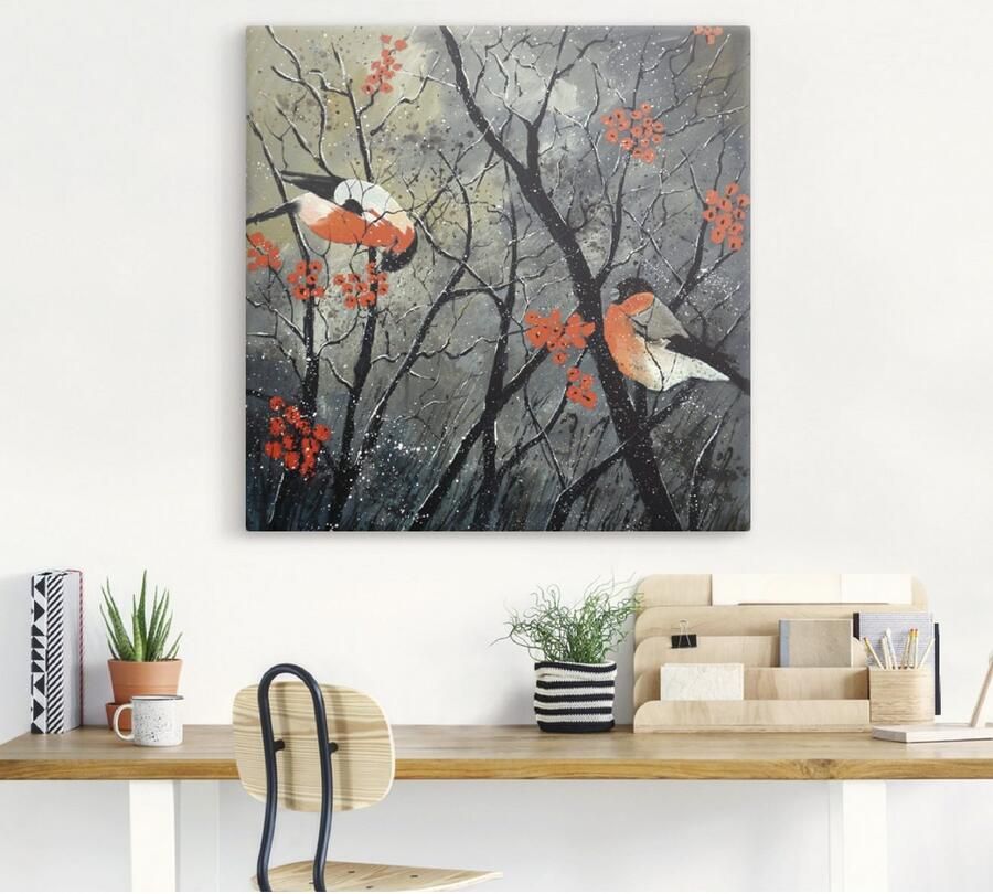 Artland Artprint op linnen Rode vogels in de winter - Foto 4