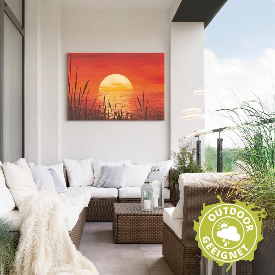 Artland Artprint Rode zonsondergang bij de oceaan als artprint van aluminium artprint voor buiten artprint op linnen poster muursticker - Foto 2