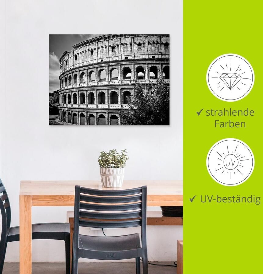 Artland Artprint Rome Colosseum monochroom als artprint van aluminium artprint voor buiten poster in diverse formaten - Foto 3