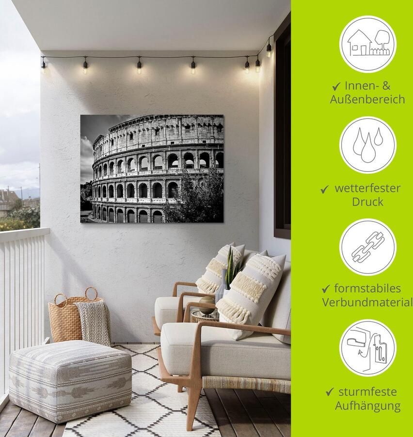 Artland Artprint Rome Colosseum monochroom als artprint van aluminium artprint voor buiten poster in diverse formaten - Foto 5