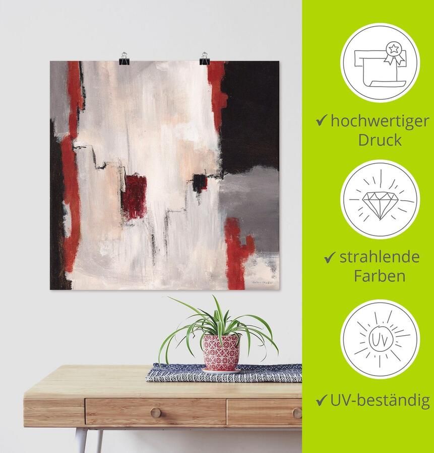 Artland Artprint Rood bij grijs I abstract als artprint van aluminium artprint voor buiten artprint op linnen poster in verschillende maten. maten - Foto 3