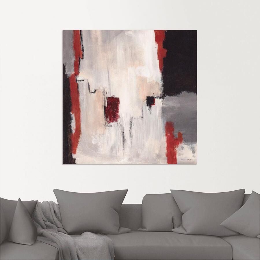 Artland Artprint Rood bij grijs I abstract als artprint van aluminium artprint voor buiten artprint op linnen poster in verschillende maten. maten