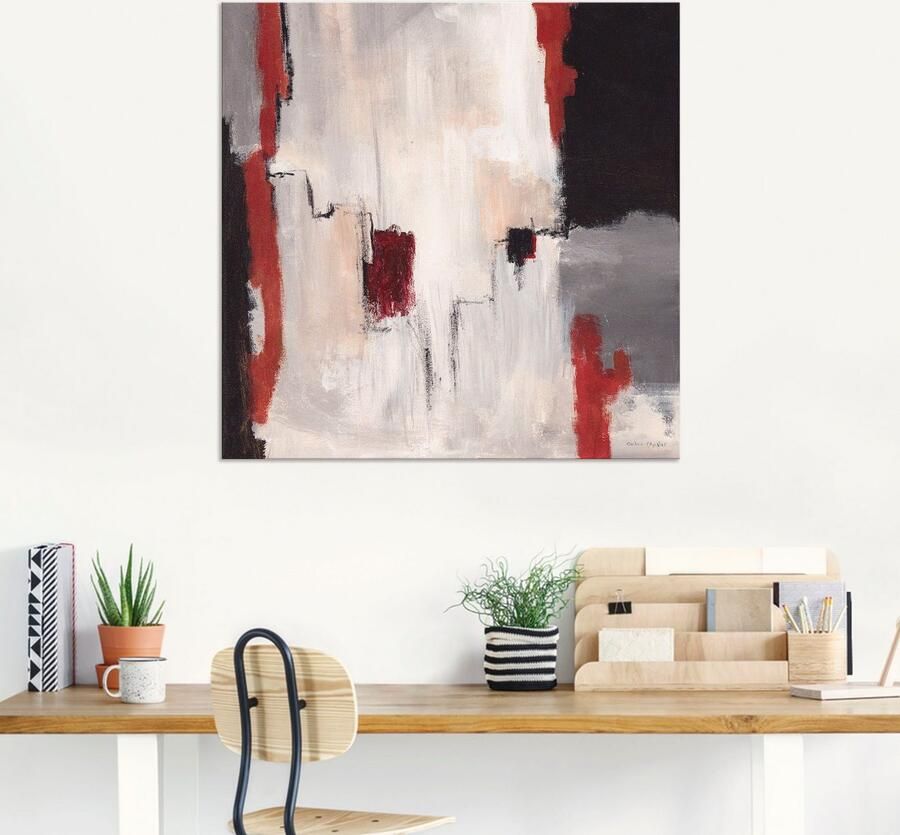 Artland Artprint Rood bij grijs I abstract als artprint van aluminium artprint voor buiten artprint op linnen poster in verschillende maten. maten - Foto 5