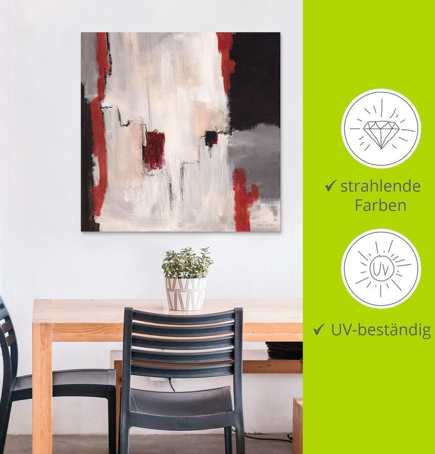 Artland Artprint Rood bij grijs I abstract als artprint van aluminium artprint voor buiten artprint op linnen poster in verschillende maten. maten - Foto 3