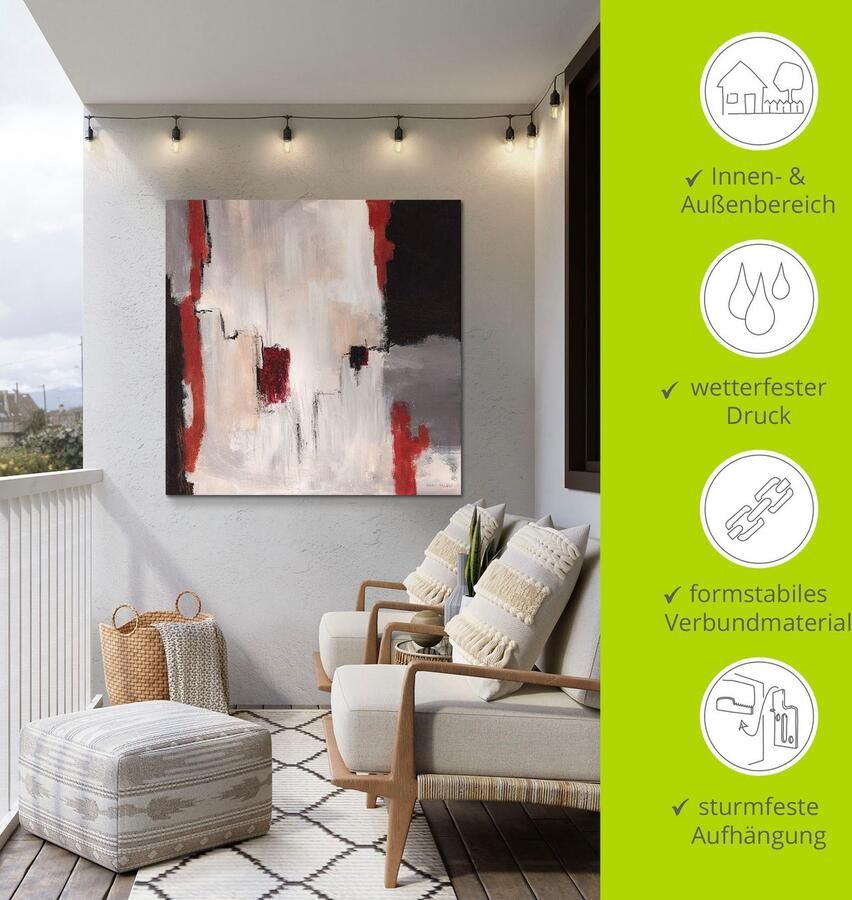 Artland Artprint Rood bij grijs I abstract als artprint van aluminium artprint voor buiten artprint op linnen poster in verschillende maten. maten - Foto 4