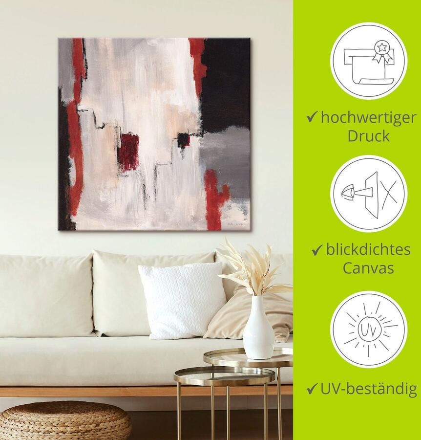 Artland Artprint Rood bij grijs I abstract als artprint van aluminium artprint voor buiten artprint op linnen poster in verschillende maten. maten - Foto 3