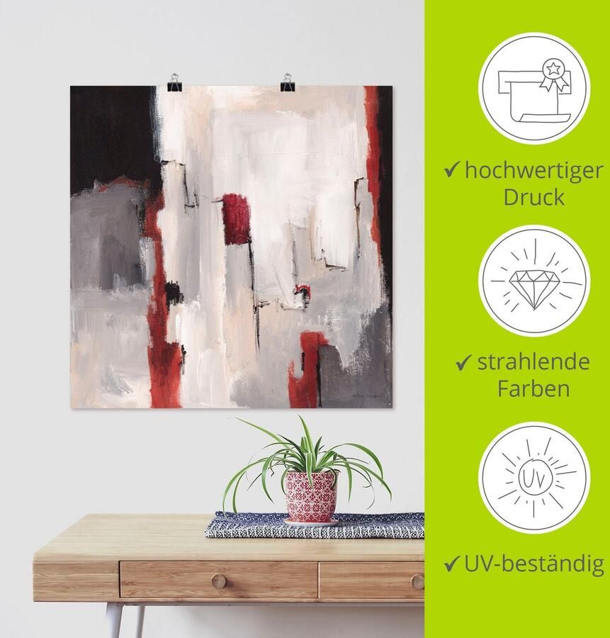 Artland Artprint Rood bij grijs II als artprint op linnen poster in verschillende formaten maten - Foto 5