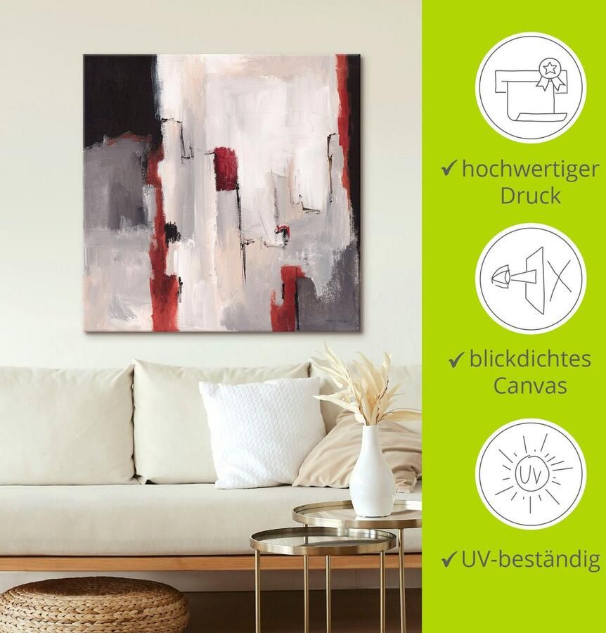 Artland Artprint Rood bij grijs II als artprint op linnen poster in verschillende formaten maten - Foto 4
