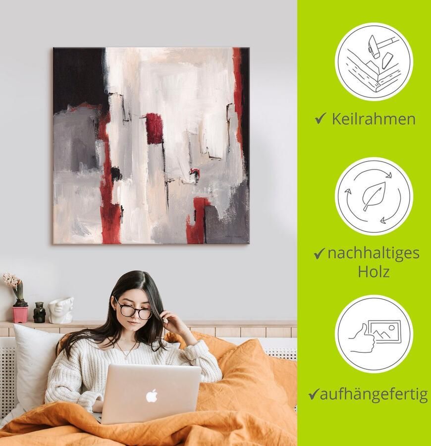 Artland Artprint Rood bij grijs II als artprint op linnen poster in verschillende formaten maten - Foto 3