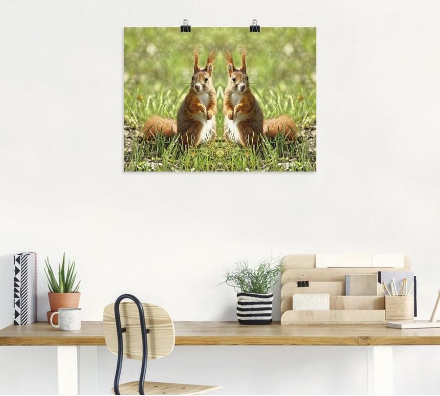Artland Artprint Rood eekhoorntje tweelingen als artprint op linnen poster in verschillende formaten maten - Foto 4