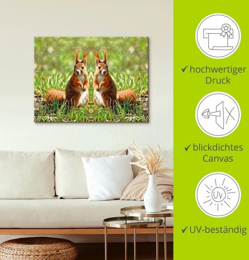 Artland Artprint Rood eekhoorntje tweelingen als artprint op linnen poster in verschillende formaten maten - Foto 2