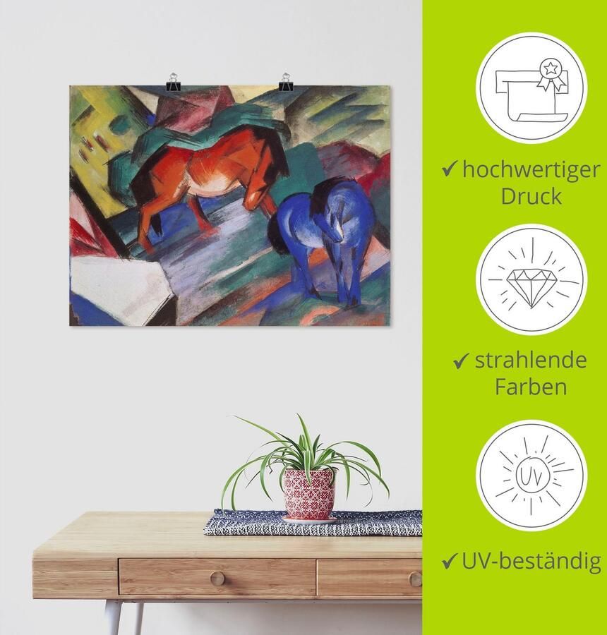 Artland Artprint Rood en blauw paard. 1912 als poster muursticker in verschillende maten - Foto 3