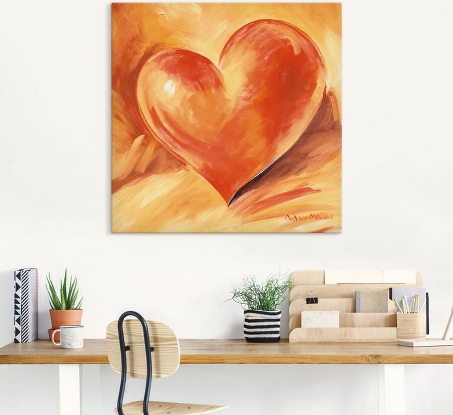 Artland Artprint Rood hart als artprint van aluminium artprint op linnen muursticker verschillende maten - Foto 5