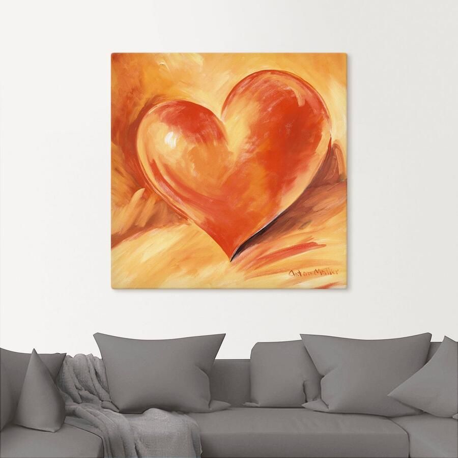 Artland Artprint Rood hart als artprint van aluminium artprint op linnen muursticker verschillende maten - Foto 2