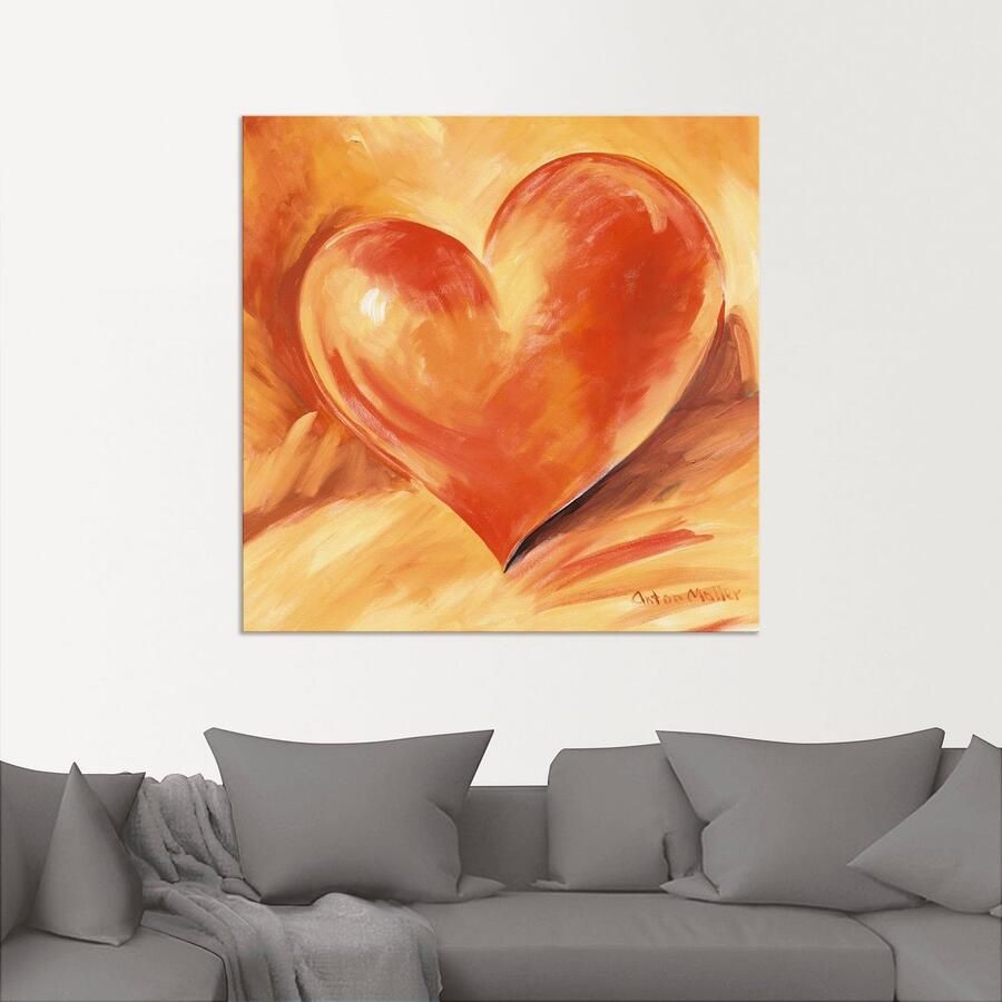 Artland Artprint Rood hart als artprint van aluminium artprint op linnen muursticker verschillende maten