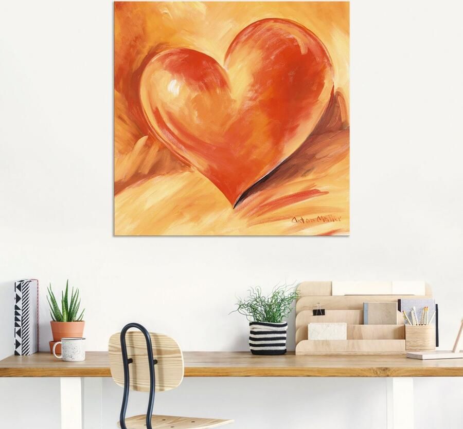 Artland Artprint Rood hart als artprint van aluminium artprint op linnen muursticker verschillende maten - Foto 6