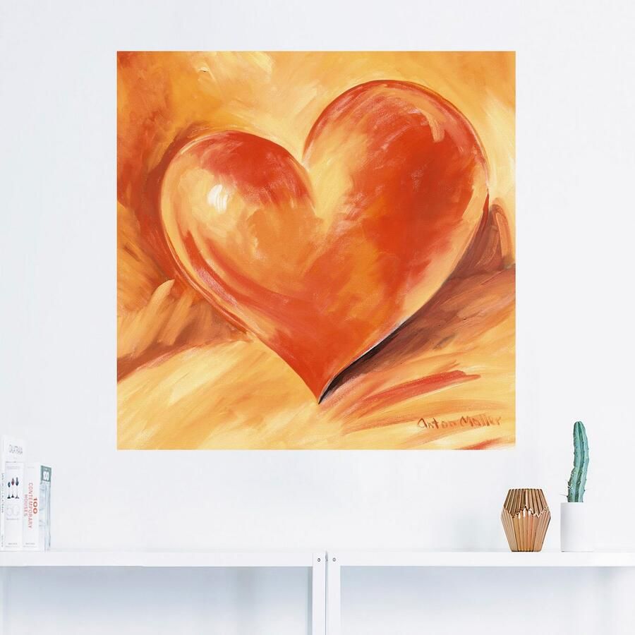 Artland Artprint Rood hart als artprint van aluminium artprint op linnen muursticker verschillende maten