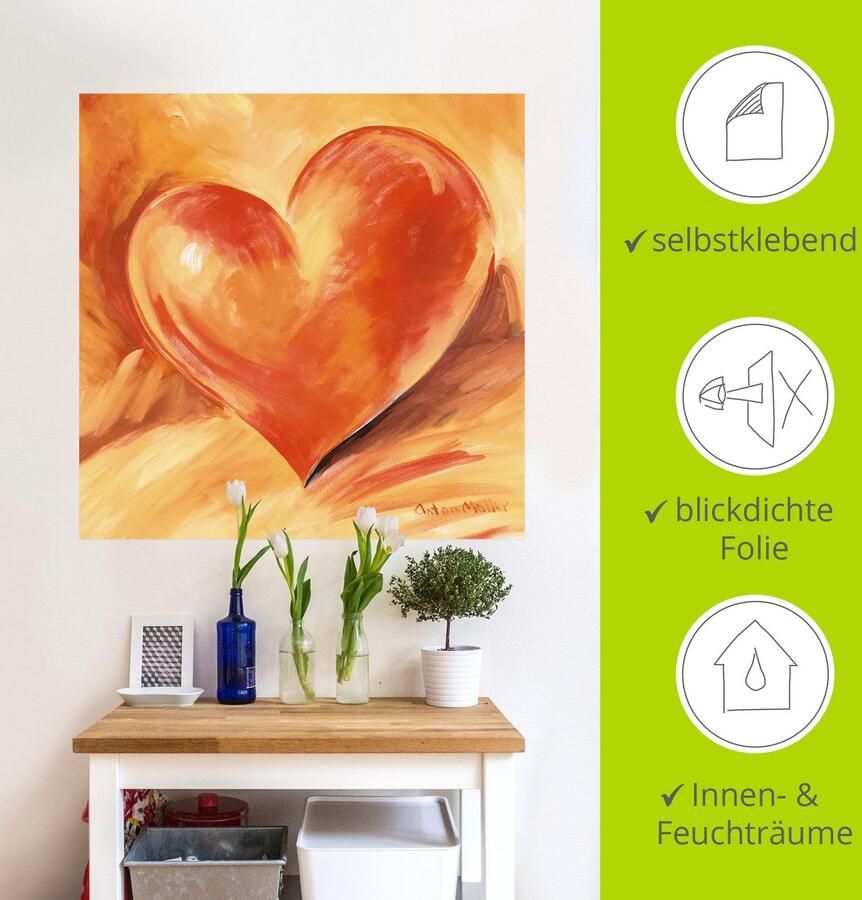 Artland Artprint Rood hart als artprint van aluminium artprint op linnen muursticker verschillende maten - Foto 4