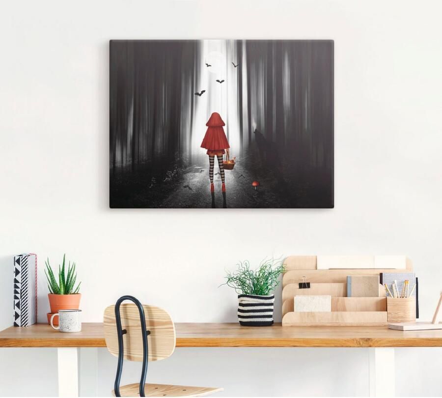 Artland Artprint op linnen Roodkapje op highheels