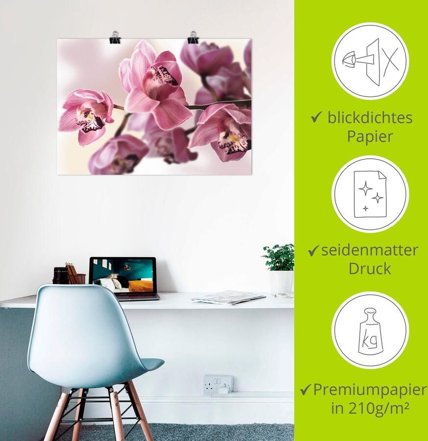 Artland Artprint Roze orchidee als artprint van aluminium artprint voor buiten artprint op linnen poster muursticker - Foto 2